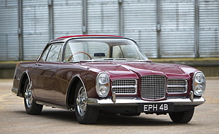 classic maroon Mercedes-Benz coupe
