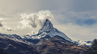 Matterhorn, mountains, clouds, sky, landscape