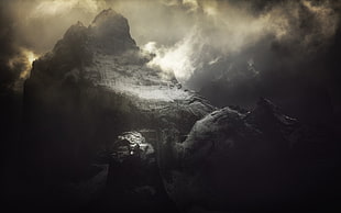 black mountain, nature, landscape, mountains, mist HD wallpaper