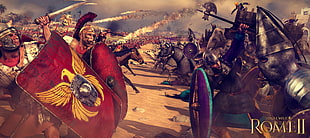 gladiator with mercenaries illustration HD wallpaper