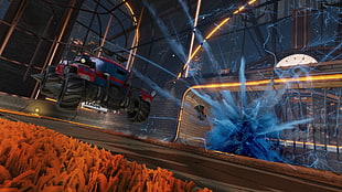 game application screenshot, Rocket League, e-sport, Goal HD wallpaper