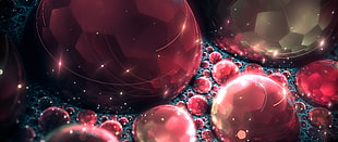 red stine digital wallpaper, artwork, digital art, crystallized, bubbles