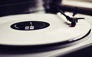white and black vinyl record player