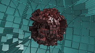 brown digital block globe illustration, abstract, outline