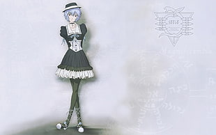 gray-haired female anime character in dirndl dress