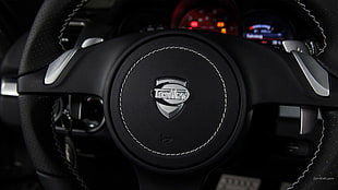 black and gray Bentley steering wheel