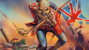 skeleton illustration, Iron Maiden, Eddie, artwork, music HD wallpaper