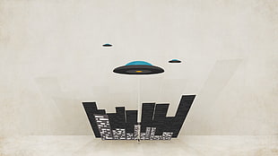 black and blue UFO illustration, UFO, G-Man HD wallpaper