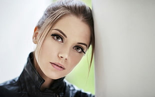 women's black turtleneck jacket, women, face, Ksenia Kokoreva, model HD wallpaper