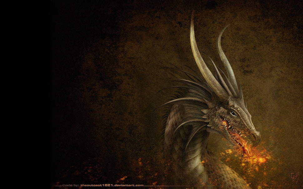 gray dragon digital wallpaper, dragon HD wallpaper