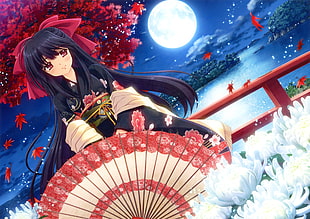 Nishimata aoi,  Kimono,  Girl,  Fan HD wallpaper
