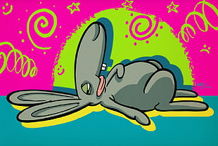 gray rabbit illustration HD wallpaper