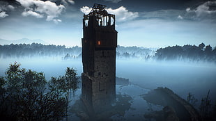 gray concrete tower illustration, The Witcher 3: Wild Hunt, video games, Fyke Isle HD wallpaper
