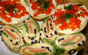cooked food with toppings, food