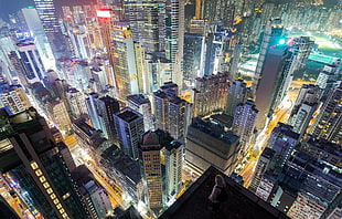 top view of city buildings, cityscape, rooftops