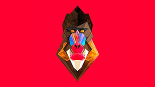 mandrill mosaic illustration on red background