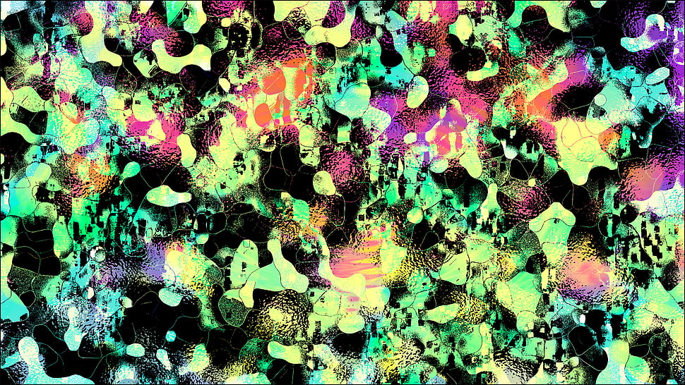 red, green, and black floral textile, abstract, LSD, trippy, psychedelic HD wallpaper