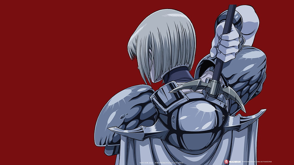 female animated character illustration, Claymore (anime), anime, red background, Clare HD wallpaper