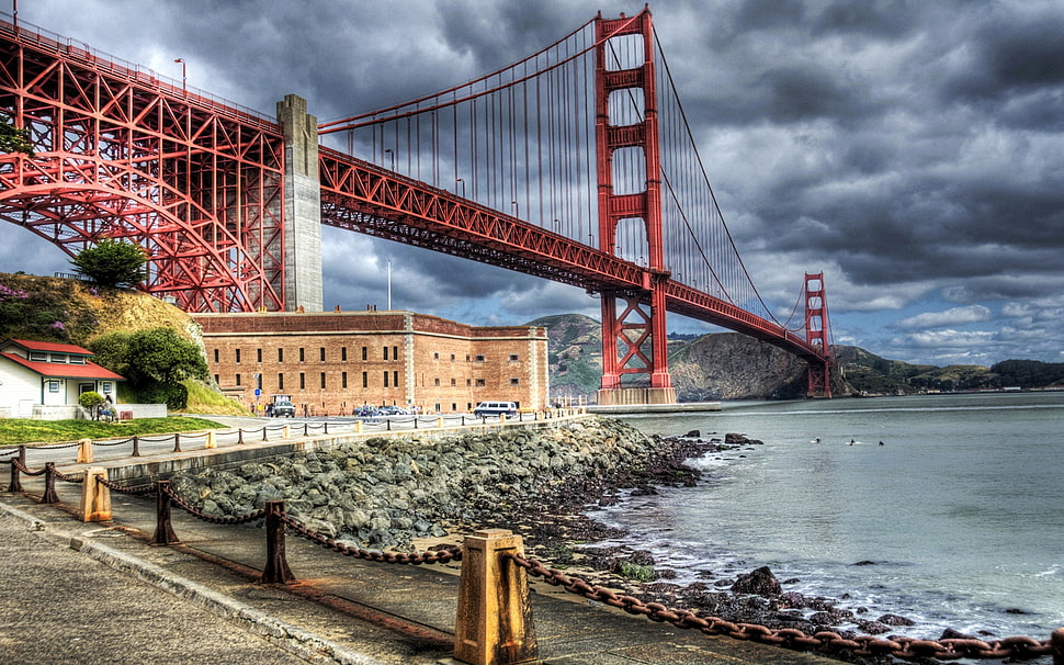 Golden Gate Bridge, USA, HDR, bridge, river, building HD wallpaper