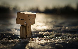 cardboard box doll in shallow focus photography HD wallpaper
