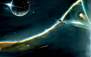 galaxy during night time photo, space art, space, digital art
