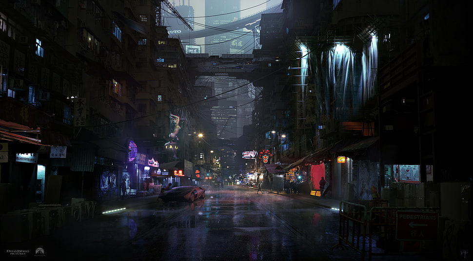 purple car illustration, cyber, cyberpunk, science fiction, fantasy art HD wallpaper