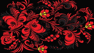 red floral illustration