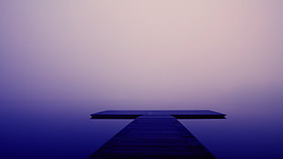 blue and black wooden table, footbridge, nature, white, blue