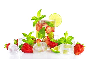 red strawberries with juice HD wallpaper
