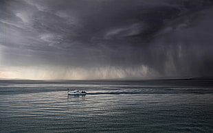 white yacht, nature, landscape, sea, storm HD wallpaper