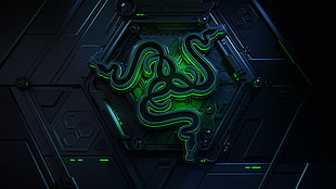 green and black wooden cabinet, Razer, logo, PC gaming, technology HD wallpaper