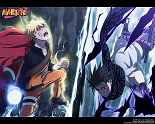 Naruto illustration, anime, Naruto Shippuuden, Uchiha Sasuke, Uzumaki Naruto HD wallpaper