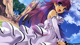 purple hair and blue eye anime character, anime, original characters, Misaki Kurehito