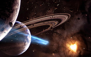 planets in galaxy 3d wallpaper