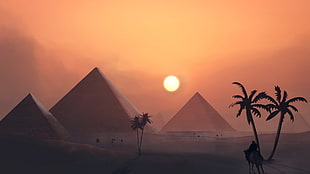 pyramid during sunset HD wallpaper