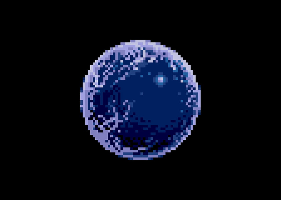 round purple ball, space, planet, pixels, pixel art HD wallpaper