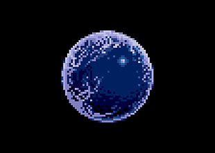 round purple ball, space, planet, pixels, pixel art