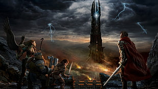 man holding sword videogame screenshot, The Lord of the Rings, fantasy art