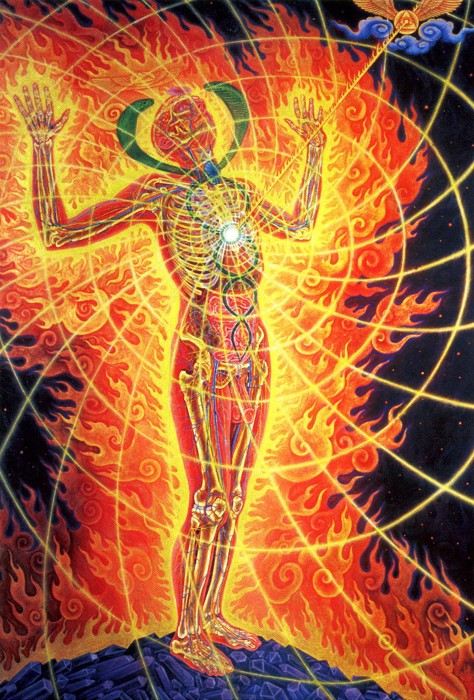 red and yellow bird cage, artwork, fire HD wallpaper