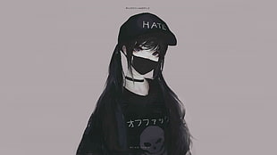 female anime character with mouth mask illustration