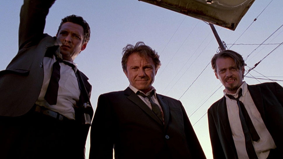 men's black notched lapel suit jacket, Reservoir Dogs, movies, Steve Buscemi, Harvey Keitel HD wallpaper