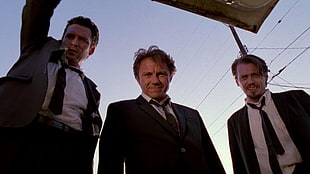 men's black notched lapel suit jacket, Reservoir Dogs, movies, Steve Buscemi, Harvey Keitel