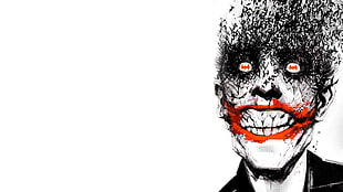 white, red, and black The Joker from Batman wallpaper