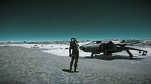 person standing near spacecraft, Star Citizen, F7C Hornet, spaceship HD wallpaper