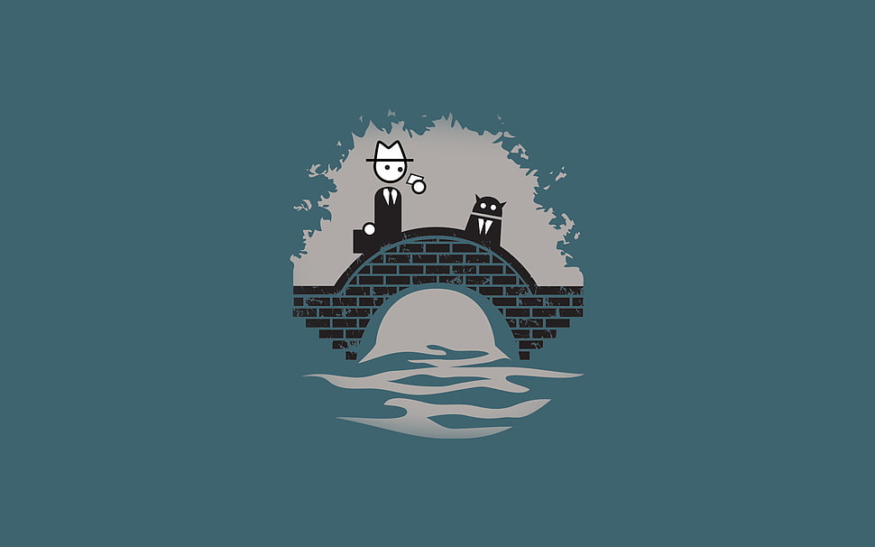 man on bridge illustration, minimalism, Zero Punctuation HD wallpaper