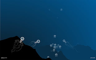 jellyfish digital wallpaper, underwater