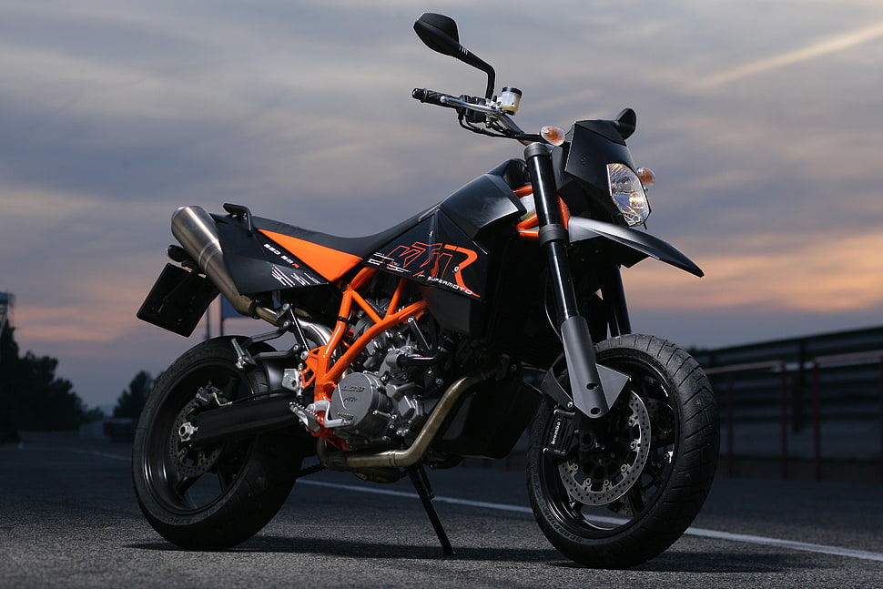 black and orange naked motorcycle HD wallpaper