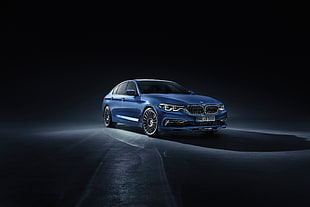 blue BMW sedan HD wallpaper