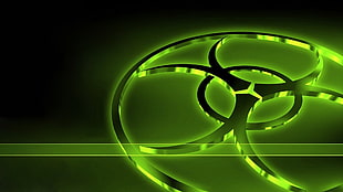 green Biohazard logo, abstract HD wallpaper