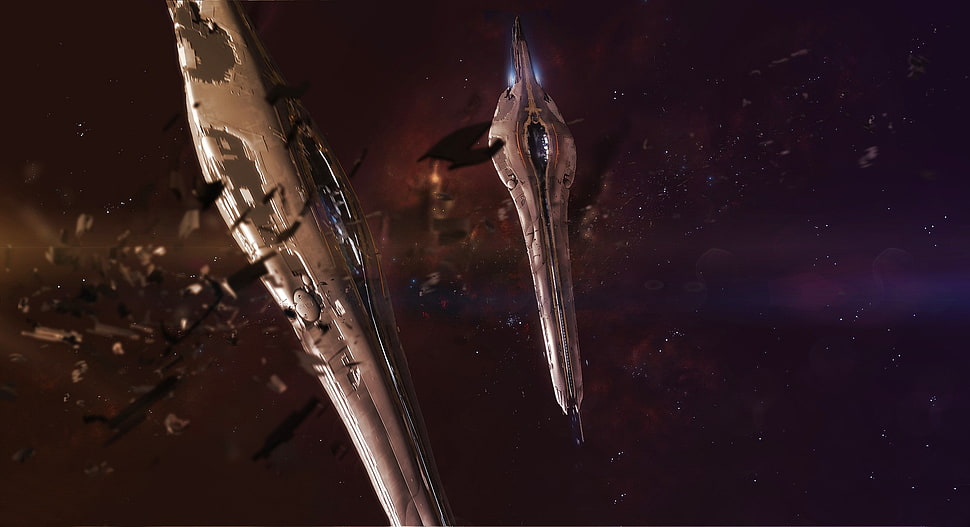 two silver blades wallpaper, artwork, science fiction, space, spaceship HD wallpaper